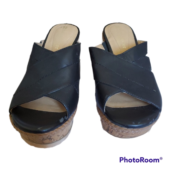 NATURALIZER Black Cork Clog Sandals Mules Shoes - Size 5 / 35 - Picture 3 of 5